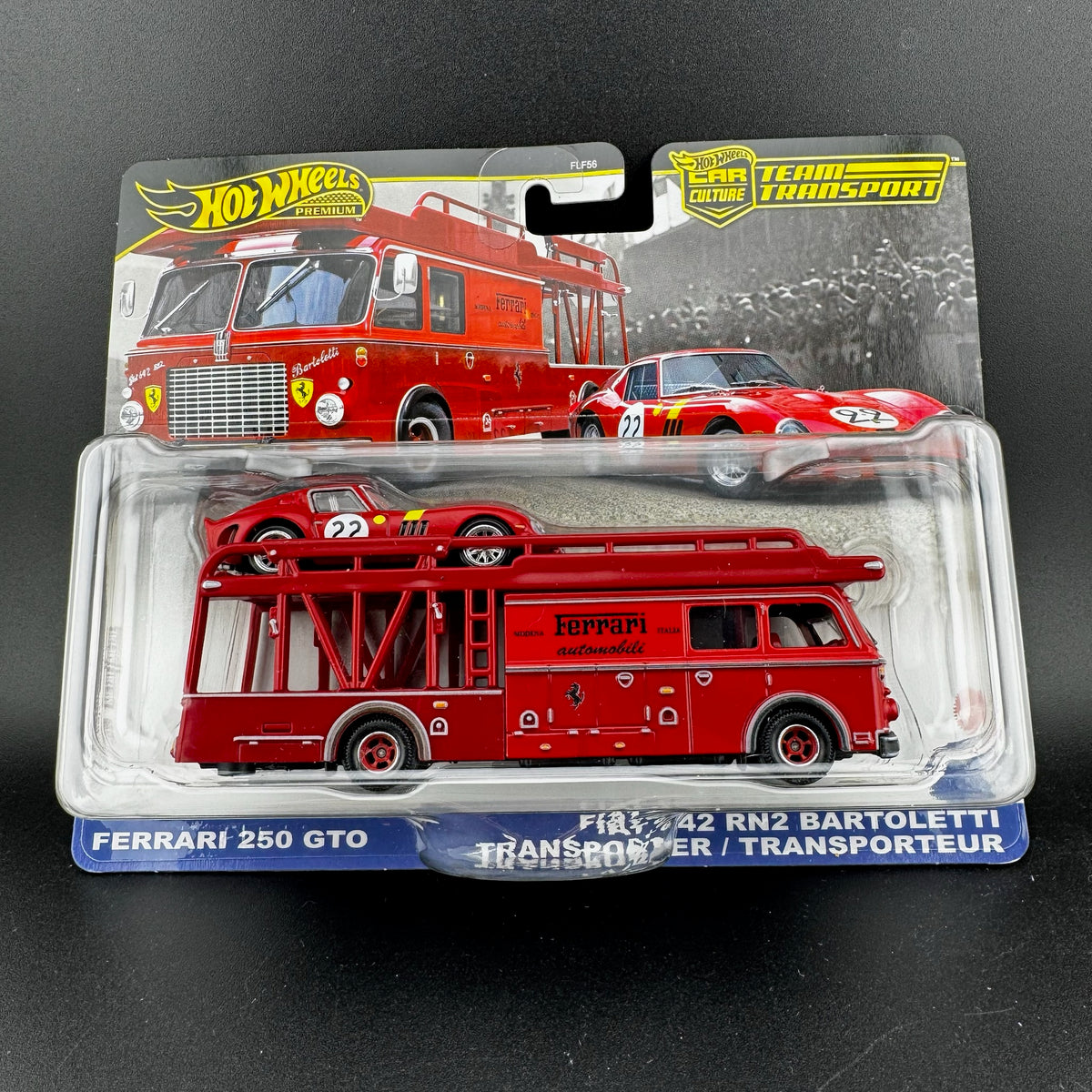 Camion Fiat Bartoletti Hot Wheels Premium Team Transport - Camion Con Ferrari 250 GTO E Fiat Bartoletti, Collezione Barto 2 Pack