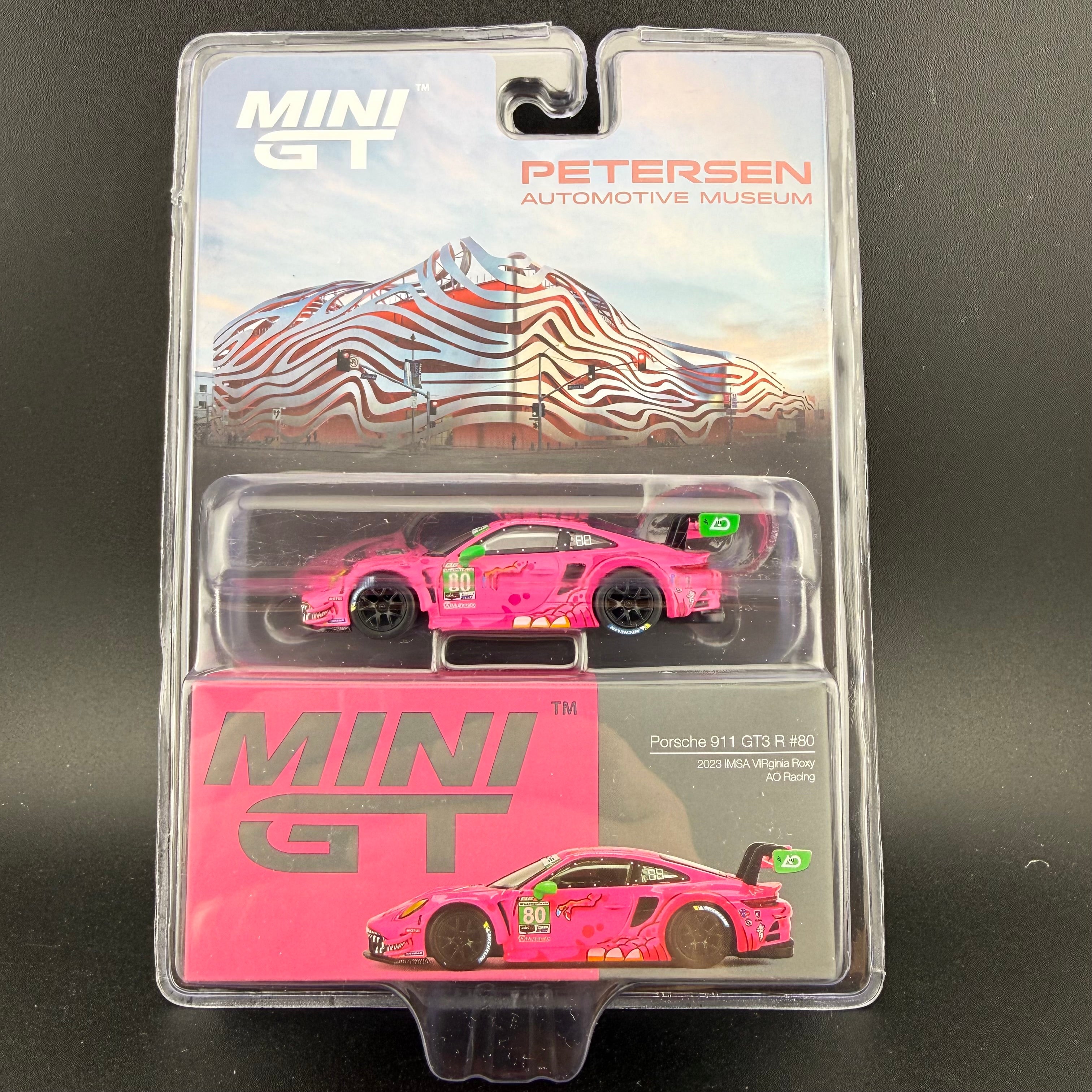 MINI GT Porsche 911 GT3 R #80 Roxy AO Racing Petersen Museum