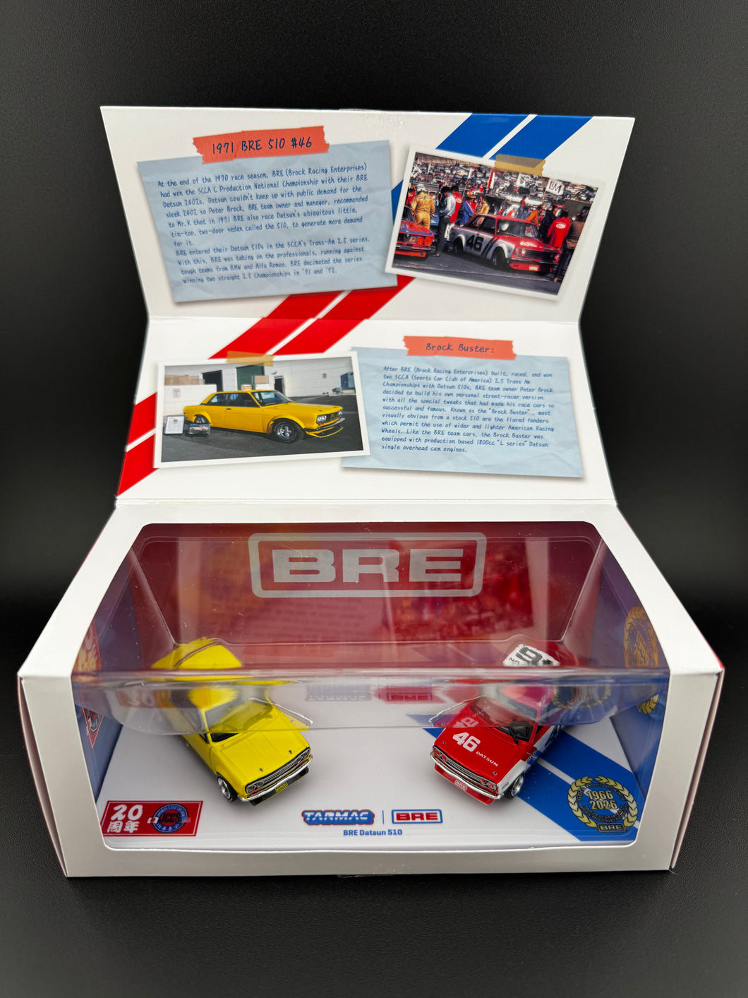 BRE 60th & JCCS 20th Anniversary Datsun 510 2-Car Set by Tarmac Works